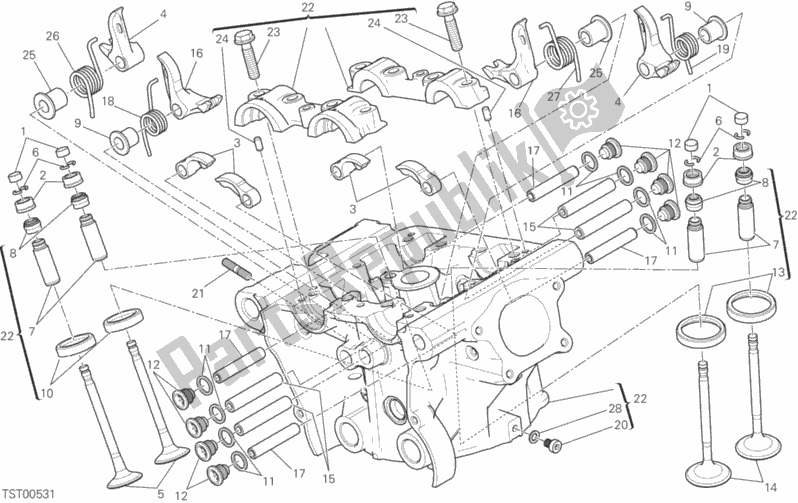 All parts for the Vertical Head of the Ducati Monster 821 USA 2017